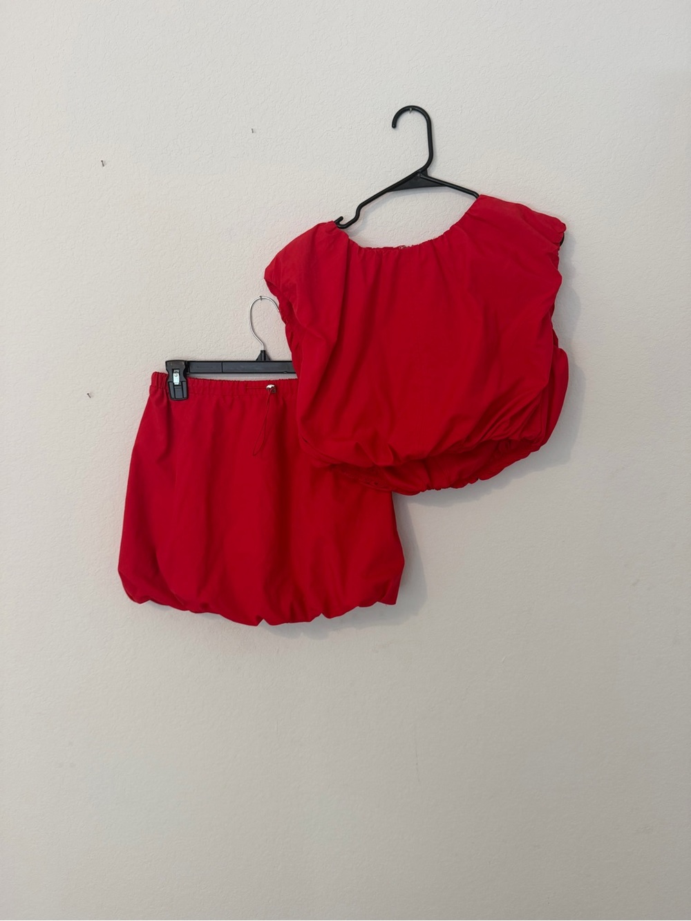 Red Two-Piece Top and Skirt Set
